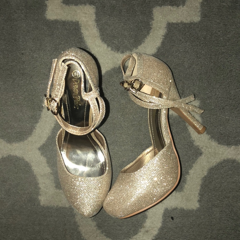 Gold sparkly heels